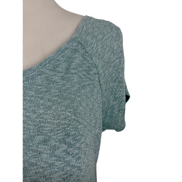 Juicy Couture Blue & Silver Metallic Ombre Cold Shoulder Knit Top Glam Croquette - Picture 2 of 13